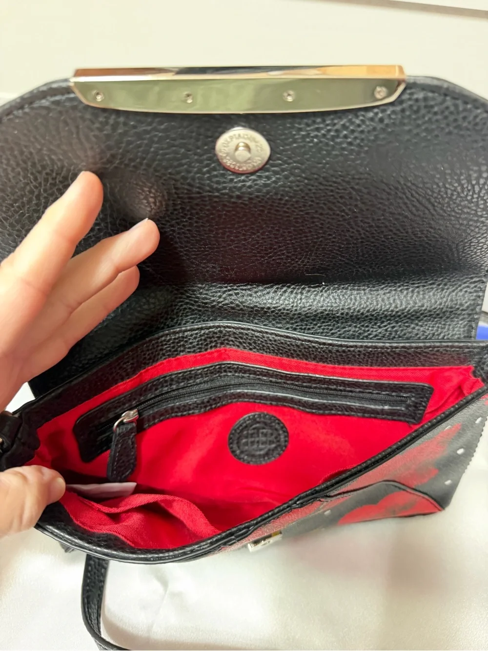 🌹 DANA BUCHMAN Floral Crossbody Bag | Black, Red & Gold